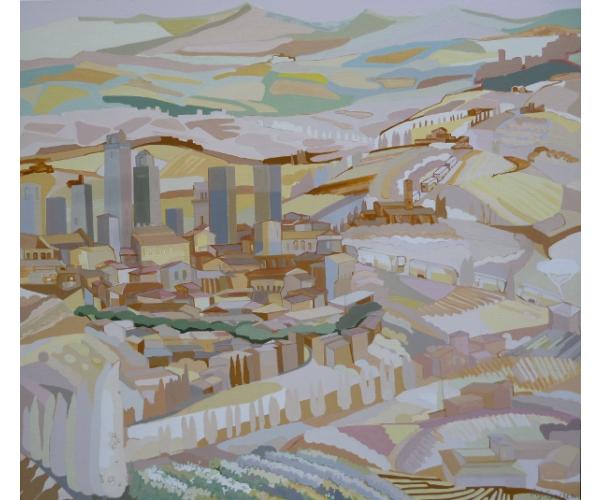 S,Gimignano und das Chianti, 2014, Acryl auf Leinwand, 180 x 200 cm