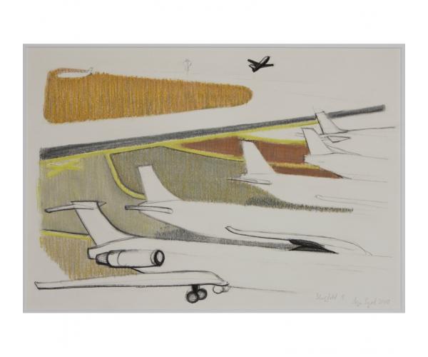 Flugfeld 1, 2010, Kohle/Kreide auf Papier, 31 x 49 cm